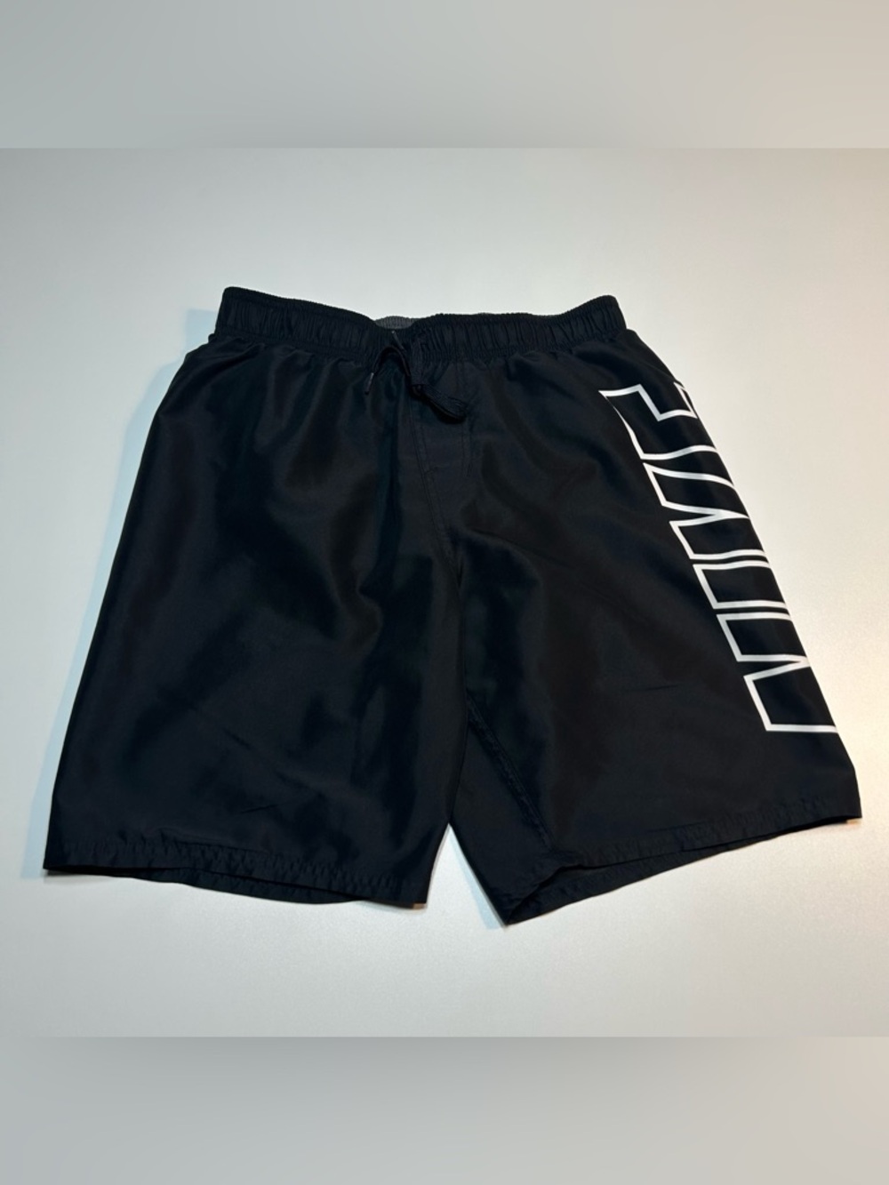 Nike Men's Big Leg Logo Board Shorts Black Swim Trunks